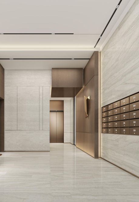 Modern Lobby Design Apartments, Building Lobby Design Entrance, Lobby Design House, Entrance Lobby Design Residential, Residential Lobby Interior, Small Lobby Design, Apartment Lobby Design, Lobby Design Residential, Building Lobby Design