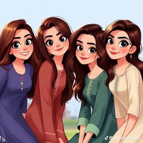 Besties Pictures, 4 Best Friends, Sister Photography, Best Friend Drawings, Best Friends Cartoon, Friends Illustration, Anime Vs Cartoon, Cute Images For Dp, Friend Cartoon