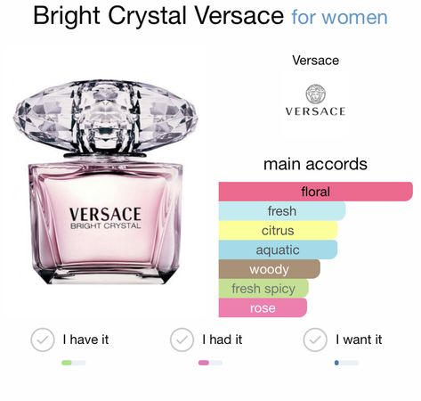 Perfume Versace Mujer, Versace Crystal Noir Perfume, Fragrance Lab, Versace Perfume, Perfume Women, Fresh Perfume, Perfume Recipes, Bright Crystal, Versace Bright Crystal