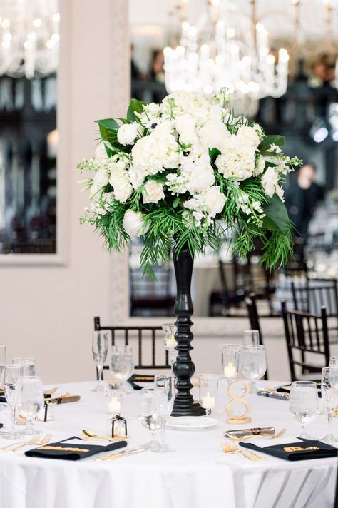 Elegant Alden Castle Wedding Reception in Boston | Tall floral arrangements of white flowers and greenery | candles and gold acrylic name cutouts at each seat Massachusetts Wedding Venues, Tall Floral Arrangements, Boston Wedding Venues, Gold Wedding Inspiration, Wedding Reception Flowers, Massachusetts Wedding, Reception Flowers, Wedding Reception Inspiration, Wedding Boston