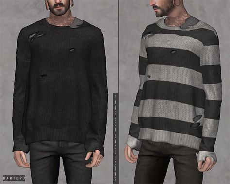 Sims 4 CC: Best Male Sweaters & Male Hoodies – FandomSpot Ripped Knit Sweater, Sims 4 Cc Goth, Sims 4 Cc Clothes, Sims 4 Male, Male Hoodie, Sims 4 Men Clothing, Sims 4 Hair Male, Sims 4 Male Clothes, Male Sweaters