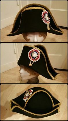 Bicorne hat: made popular by Napoleon Bonaparte, called bicorne ... Bicorn Hat, Napoleon Hat, Types Of Hats, Hat Styles, Napoleon Bonaparte, Hat Wool, 18th Century Fashion, Pirate Hats, Duckduckgo Privacy