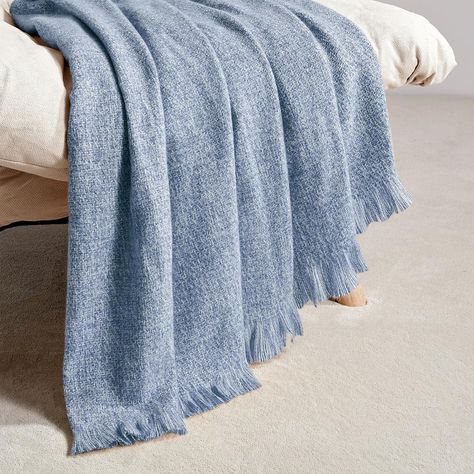 Amazon.com: BOURINA Faux Cashmere Fringe Throw Blanket Decorative Lightweight Throw Soft Cozy for Bed or Sofa Outdoor Blanket, 50" x 70" Blue : Home & Kitchen Crochet Soft Blanket, Navy Throw Blanket, Cashmere Throw Blanket, Fringe Throw Blanket, Grey Throw Blanket, Sofa Outdoor, Decorative Throws Blanket, Fringe Throw, Blue Throw Blanket