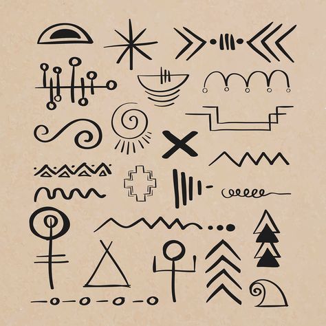 Doodle bohemian symbol vector hand drawn illustration | free image by rawpixel.com / sasi Symbols Drawing, Black Bohemian, African Symbols, Hand Doodles, Boho Art Drawings, Hand Drawn Illustration, Painted Sticks, Pattern Tattoo, Drawn Illustration