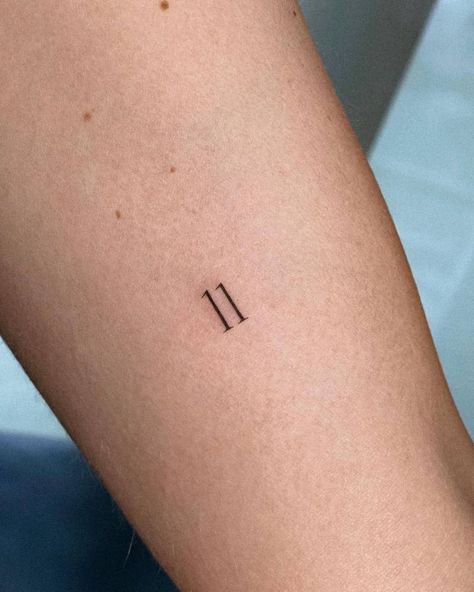 Script Numbers Tattoo, Micro Number Tattoo, Number 11 Tattoo Ideas, Eleven Tattoo Number, Tattoo 11:11 Number, 11 Tattoo Number Ideas, 11 Tattoo Number, Number 11 Tattoo, 11 11 Tattoo Ideas Fonts