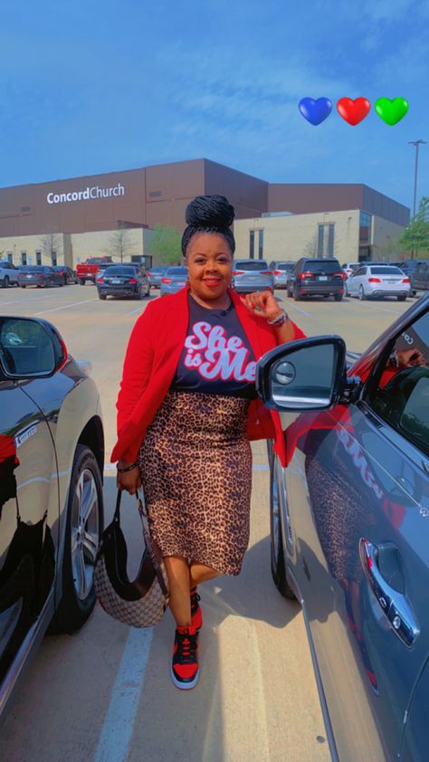 Red Dress With Sneakers Outfit, Skirt And Sneakers Outfit Work, Outfits With Dunks Black Women, Skirt And Sneakers Outfit Black Women, Styling A Pencil Skirt, Gospel Concert Outfit Ideas Black Women, Sneaker Ball Outfit Ideas Black Women, What To Wear With Jordans, Fall Professional Outfits Women