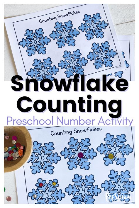 Counting Snowflakes – Winter Math Activities for Preschoolers Snowflake Counting Preschool, Winter Math Activities For Toddlers, Prek Math Worksheets, Counting Snowflakes, Preschool Winter Math, Winter Themed Math Activities, Snowflake Printables, Snowman Crafts Preschool, Math Activities For Preschoolers