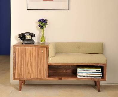 Walnut Telephone Table by Costello and Welch Modern Storage Bench, Hallway Storage Bench, Wooden Sofa Set Designs, Hallway Bench, Telephone Table, Wooden Sofa Set, Retro Furniture, Retro Home Decor, Murphy Bed