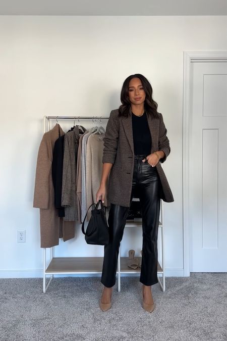 nenaevans's Fall Workwear Collection on LTK Leather Pant Outfits, Leather Pants Outfit Winter, Leather Pants Outfit Casual, Black Leather Pants Outfit, Corset Sweater, Leather Trousers Outfit, Pants Outfit Work, Fall Workwear, Pleather Pants