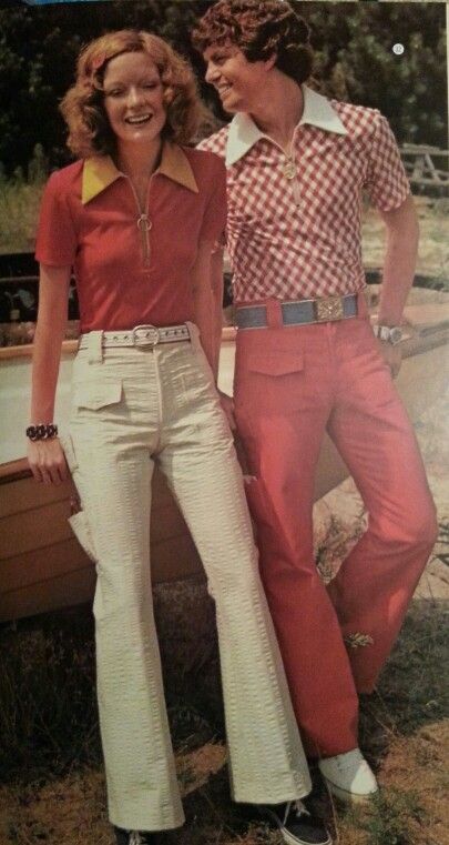 70s Unisex Fashion, 70s Couple Outfit, 80s Bottoms, Moda 70s, Moda Z Lat 70., 1980s Summer, 70s Corduroy, 70s Fashion Men, 80s Inspired Outfits