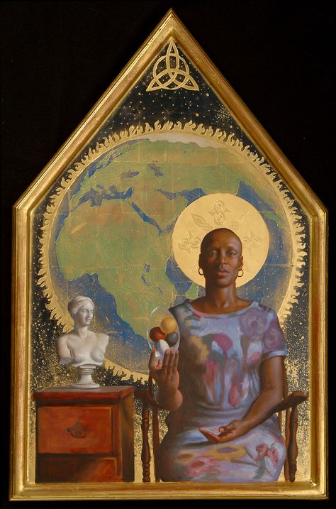 The Madonna Painting, Gilded Painting, Eve Painting, Eve Art, Black Madonna, Colorful Eggs, Afrocentric Art, Afro Art, Ethereal Art