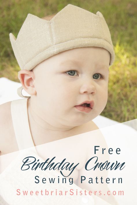 This free birthday crown sewing pattern and tutorial makes the perfect quick and easy, handmade birthday gift. It fits babies all the way to adults. | Sweetbriar Sisters Birthday Crown Pattern Free Printable, Fabric Crown Pattern, Birthday Crown Pattern, Crown Sewing Pattern, Homemade Wedding Gifts, Fabric Crown, Toddler Patterns, Last Minute Birthday Gifts, Baby Crown