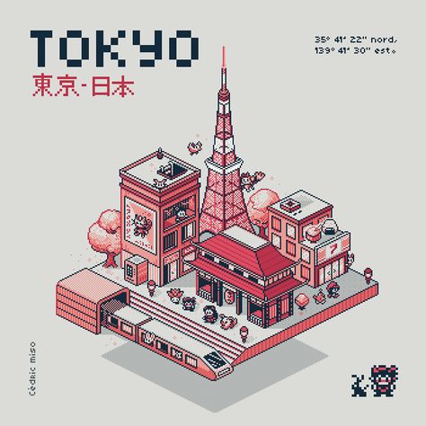 pixel art - japanese style - retro gaming - pokemon - game boy Pixel Restaurant, Tokyo Pixel Art, Japan Pixel Art, Japanese Pixel Art, Japan Yokai, Isometric Pixel Art, Japanese Dojo, Gameboy Pokemon, Pixel City