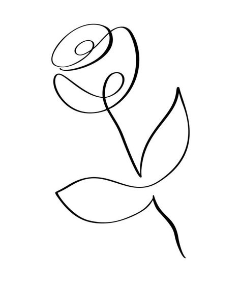 Vector Hand Drawn One Line Art Drawing of Flower Rose. Minimalist Trendy Contemporary Floral Design Perfect for Wall Art, Prints, Social Media, Posters, Invitations, Branding Design Hand Drawing Flower, Simple One Line Drawings, Line Art Rose, Rose Minimalist, Contemporary Floral Design, Social Media Posters, Wire Knitting, Machine Quilting Patterns, French Knitting