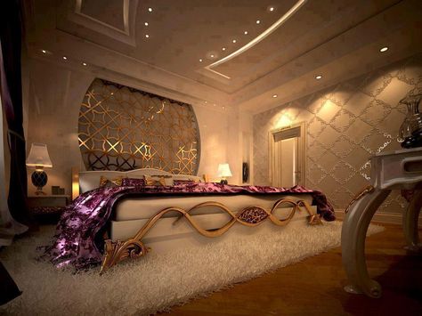 Because the bedroom is a place to rest, it must above all be with comfortable and sophisticated design. So, you need to make it with a view of a modern fai Romantic Bedroom Lighting Ideas, Romantic Bedroom Lighting, Ideas De Piscina, Romantic Bedroom Design, Camouflage Nails, Unique Bedroom Design, Romantic Bedroom Decor, Luxury Bedroom Design, Gold Bedroom