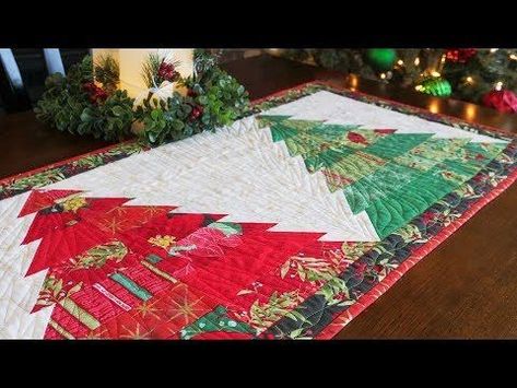 How to Make the Tree Farm Table Runner | a Shabby Fabrics Tutorial Christmas Tree Table Runner, Tree Table Runner, Fun Table Runner, Christmas Table Runner Pattern, Christmas Tree Table, Quilted Table Runners Christmas, Table Runner Tutorial, Christmas Tree On Table, Farm Quilt