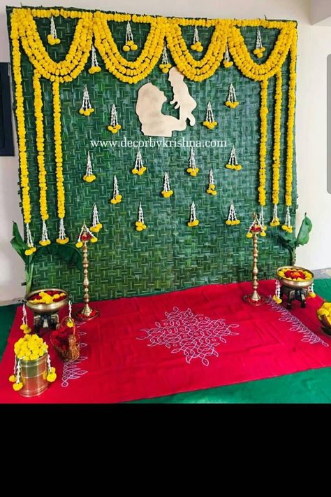 Srimantham Decoration At Function Hall, Simple Seemantham Decoration At Home, Traditional Seemantham Decoration, Godbharai Decoration, Srimantham Decorations, Srimantham Decoration At Home, Seemantham Decoration Ideas, Seemantha Decoration, Srimantham Decoration At Home Simple