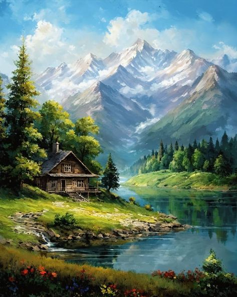 Amazon.com: Mountain Paint By Numbers Kit For Adults Landscape Adult Paint By Number Kits Canvas Painting Kit For Beginner Adults' Paint-By-Number Kits Oil Painting Kits For Gift Home Wall Decor 16x20 Inch Nature Paintings Acrylic, Paint By Number For Adults, Beautiful Landscape Paintings, Mountain Landscape Painting, Digital Painting Techniques, Painting Competition, Photoshop Painting, Landscape Paintings Acrylic, Landscape Art Painting