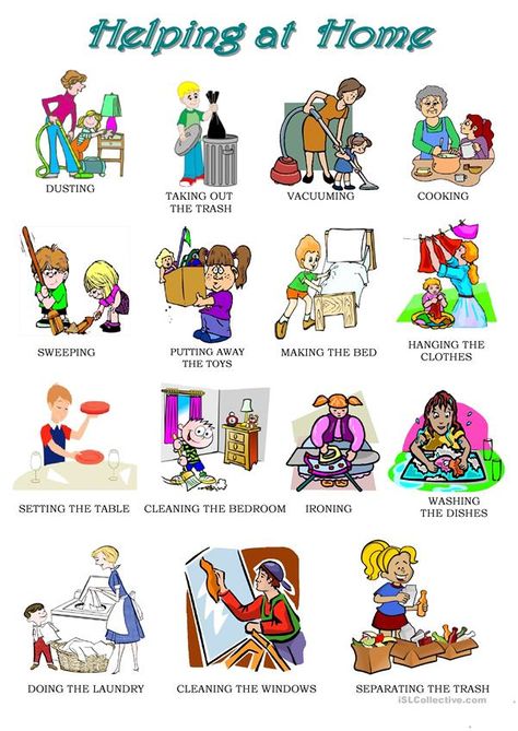 Helping at home- Pictionary - English ESL Worksheets Learning English For Kids, English Learning Spoken, Conversational English, Kids English, English Verbs, English Classroom, English Language Teaching, English Lessons For Kids, English Activities