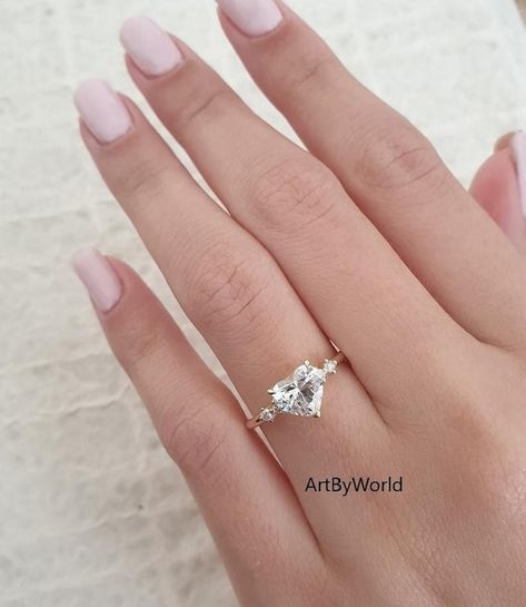 Gold Heart Wedding Ring, Heart Shape Wedding Rings, Heart Diamond Ring Engagement, Heart Shaped Wedding Rings, Heart Diamond Ring, Heart Shaped Diamond Ring, Heart Shaped Engagement Rings, Heart Wedding Rings, Prong Ring