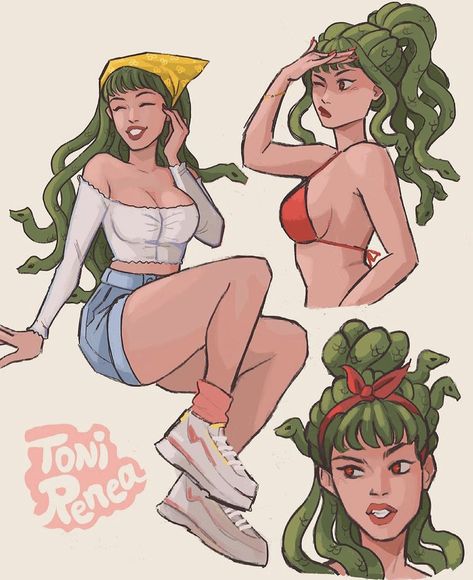 Medusa Drawing, Digital Outfits, I Wait, Comic Style Art, Adventure Art, Modern Fantasy, Dope Art, March 4, Art Inspiration Painting