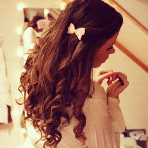 2013 Hairstyles, Tiny Bow, Have Inspiration, Bow Hair, Hair Envy, Long Curly Hair, Love Hair, Long Curly, Hair Dos