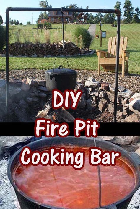 The DIY Open Fire Cooking Bar – A Simple Solution For Fire Pit Cooking! #firepit #campfire #campfirecooking #kettlecooking #castiron #tripodcooking #cookingbar #oldworldgardenfarms Fire Pit For Cooking, Pit Cooking, Fire Pit Gallery, Cooking Over Fire, Fire Pit Cooking, Open Fire Cooking, Fire Pit Furniture, Fire Grill, Fire Pit Grill