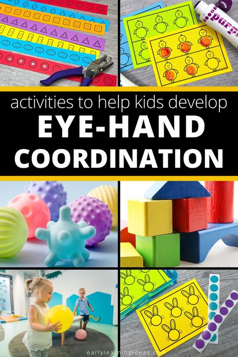 Discover fun and easy eye-hand coordination activities for Preschoolers!  Whether your an occupational therapists, preschool teacher, or parent, these simple games and activities are perfect for promoting fine motor skills in the classroom or at home. From sticker play, balloon games, bean bags or balloons, find lots of ideas for kids in preschool, preK, and kindergarten. Help your young kids work on hand-eye coordination and fine motor development. Eye Hand Coordination Activities, Bean Bag Activities, Coordination Activities, Educational Activities For Preschoolers, Fine Motor Development, Balloon Games, Early Literacy Activities, Kids Motor Skills, Kids Work