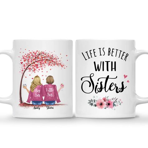 PRICES MAY VARY. Cute Gift for Sister from Sister - this personalized sister mug wil your loved sister a big hug. Both the sentimental artwork and message on it will bring a big smile to her face. Add Your Own Personal Touches - design and names can be changed. Freely create the best personalized gift for your sister, unbiological sister, soul sister, bonus sister. Long-lasting Sister Mug and Cup - customizable coffee sister mugs are made of durable ceramic material which is lead-free cadmium-fr 6 Sisters, 5 Sisters, Best Gift For Sister, Sister Birthday Presents, Gifts For Sisters, Design Your Own Mug, Custom Photo Mugs, Christmas Gifts For Sister, Best Friend Mug