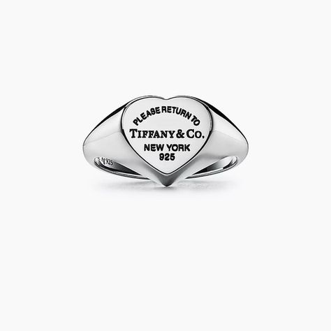 Tiffany & Co Return to Tiffany Heart Signet Ring Silver Silver Tiffany Ring, Return To Tiffany Ring, Tiffany Heart Ring, Tiffany Ring, Signet Ring Silver, Heart Signet Ring, Tiffany Rings, Return To Tiffany, Silver Signet Ring