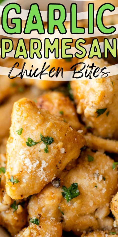 Garlic Parmesan Chicken Bites, Parmesan Chicken Bites, Chicken Bites Recipes, Turkey Tenderloin, Garlic Parmesan Chicken, Parmesan Chicken, Chicken Bites, Chicken Dinners, Chicken Dishes Recipes