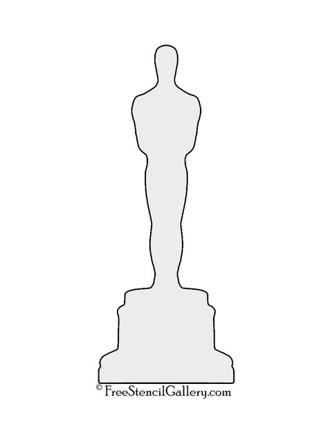 Oscar Statue Silhouette Stencil | Free Stencil Gallery Oscar Drawing, Oscar’s Party Decorations, Oscar Statue Template, Celebrity Silhouette Art, Hollywood Crafts, Red Carpet Decorations, Oscar Statue, Stencil Art Of Celebrities, Movie Theater Theme