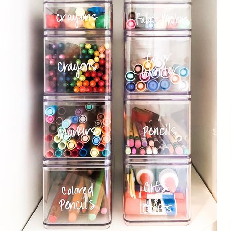 Stationary Organisation, Organiser Diy, Closet Boxes, Kids Craft Storage, Desk Arrangement, Teaching Board, Craft Closet Organization, Craft Storage Solutions, Kids Organization