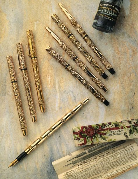 Black Fountain Pen, Antique Fountain Pen, Vintage Fountain Pen, Vintage Fountain Pens, Ink And Quill, Antique Things, Modern Fountain, Fancy Pens, Art Writing