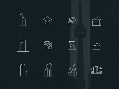 Minimal Architecture Line Icons Architecture Icons, Inspiration Illustration, Architecture Panel, Architecture Logo, Minimal Architecture, Typography Alphabet, Facade Lighting, Architecture Board, Architecture Design Concept