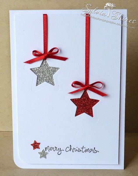 SYLVIA'S STAMPIN' PASSION : CHRISTMAS CHEER AT STAMPIN UP!  Star Framelits and Good Greetings ขวดโหล Mason Jar, Homemade Christmas Cards, Christmas Card Crafts, Diy Christmas Cards, Christmas Cards To Make, E Card, Christmas Card Ideas, Christmas Cards Handmade, Card Making Ideas