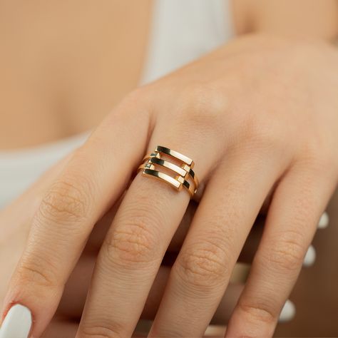 Statement Gold Ring, Gold Ring Women, Gold Statement Ring, Solid Gold Ring, Ring Women, 14k Gold Ring, Ring Gold, Real Gold, Stylish Design