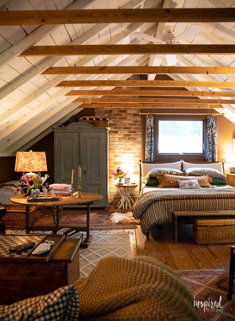 Upstate Ny Cabin, Fishermans Cottage Interiors, T 111 Interior Walls, Eclectic French Country Bedroom, Cottage Cabin Decor, Western Cottage Decor, Rustic Cozy House, Hayes Cottage, Mountain Eclectic