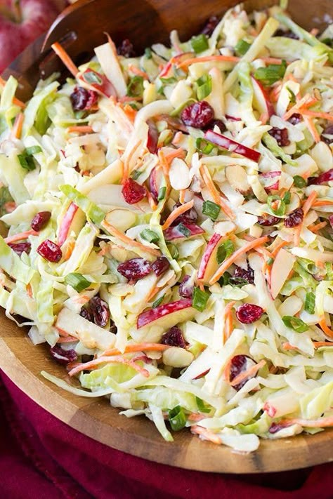 This Is the Most Popular Slaw Recipe on Pinterest — On Trend Cranberry Slaw, Autumn Salad Recipes, Cranberry Almond, Cole Slaw, Slaw Recipes, Homemade Dressing, Coleslaw Recipe, Apple Cranberry, Recipes Salads