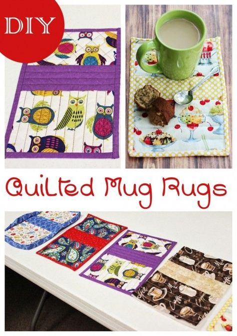 Hot Cocoa Packets, Quilted Mug Rugs, Mug Rug Tutorial, Quilted Projects, Quilted Coasters, Mug Rug Patterns, Diy Mugs, Diy Quilt, Diy Rug