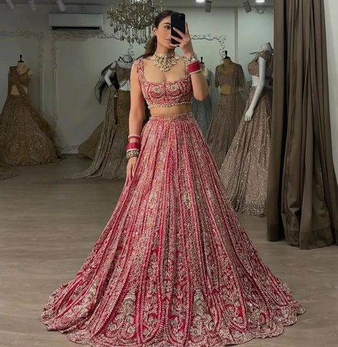 VISIT LIKE AND FOLLOW US For immediate response please call or WhatsApp us on +918099634110 Bridal lehenga.indianwedding lehenga.lehengalove.love.indianbridallehenga.indianware.saree.blouse,lehengalovers,indianbridalmakeup.bollywoodlehenga,haldi, Sangeet,haldidresses,bridalgagarhas, #lehenga #lehengalove #lehengalovers❤️❤️❤️ #lehengalovers #bridal #indianwedding #indiansaree #indianbride #indianbridalmakeup #indianbridalwear #bollywood #bigfatindianwedding #haldi #haldiceremony #usaindia... Reception Outfit For Bride Indian, Indian Wedding Reception Gowns, Basic Dresses Outfit, Indian Wedding Lehenga, Indian Bridesmaid Dresses, Desi Aesthetics, Bollywood Bridal, Latest Bridal Lehenga, Trendy Outfits Indian