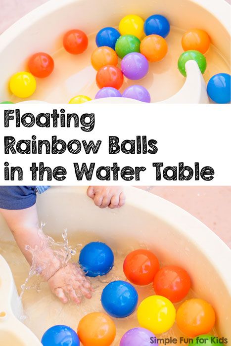 Simple Sensory Activities for Kids: Floating rainbow balls in the water table - colorful splashing fun for babies and toddlers! Sensory Activities For Kids, Infant Curriculum, Water Table Activities, Toddler Curriculum, Rainbow Activities, Infant Classroom, Baby Sensory Play, Toddler Classroom, Toddler Sensory