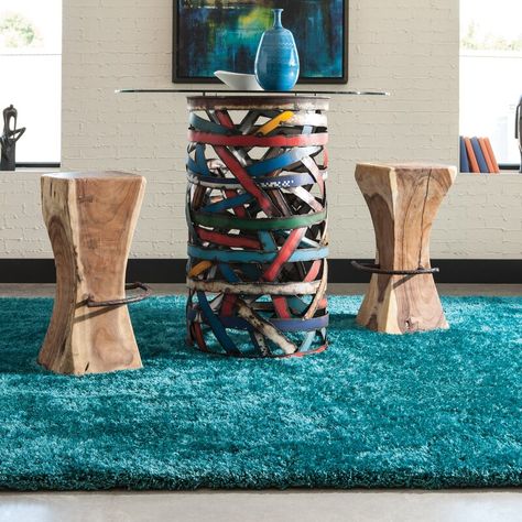 Latitude Run Albritton Handmade Tufted Medium Teal Blue Area Rug & Reviews | Wayfair White End Tables, Silver Table Lamps, Teal Rug, Solid Area Rugs, Teal Area Rug, Shades Of Teal, Thick Yarn, Solid Rugs, Rug Direct