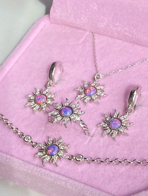 Rapunzel Inspired Colorful Dream Sun Opal Necklace, Earring and Ring Set 925 Sterling Silver, Perfect Gift Set - Etsy Adjustable Necklace, Opal Necklace, Pretty Jewellery, 925 Sterling Silver Jewelry, Bracelet Set, Phone Number, Ring Earrings, Favorite Jewelry, Sterling Silver Jewelry