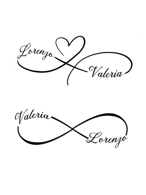 Family Name Tattoo Ideas, Infinity Name Tattoo, Infinity Sign Tattoo, Family Name Tattoos, Cute Sister Tattoos, Brother And Sister Tattoo Ideas, Dandelion Tattoo Design, Sister Tattoo Ideas, Baby Name Tattoos