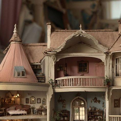 Artsy Miniatures on Instagram: "🌴 🏡Dollhouse inspiration. 🌺Antique fantasy dollhouse. 📜NOT a real dollhouse, just an AI image I made for an inspiration. 📜More inspiration images in my blog: artsyminiatures.blogspot.com 🎨🗝📜🕰⏳🏛🎻 . . . . . . . #miniatures #dollhouse #dollhouseminiatures #dollhouseminiature #miniaturist #dailymini #dollhousedecor #dollhousetherapy #dollshouse #dollhouses #miniaturedollhouse #tinythings #miniatureworld #12thscale #roombox #miniaturelover #oneinchscale #dol Detailed Dollhouses, Dollhouse Aesthetic, Whimsical Dollhouse, Vintage Doll House Aesthetic, Miniature Victorian Dollhouse, Southern Gothic Dollhouse, Antique Dollhouse, Dollhouse Decor, Room Box