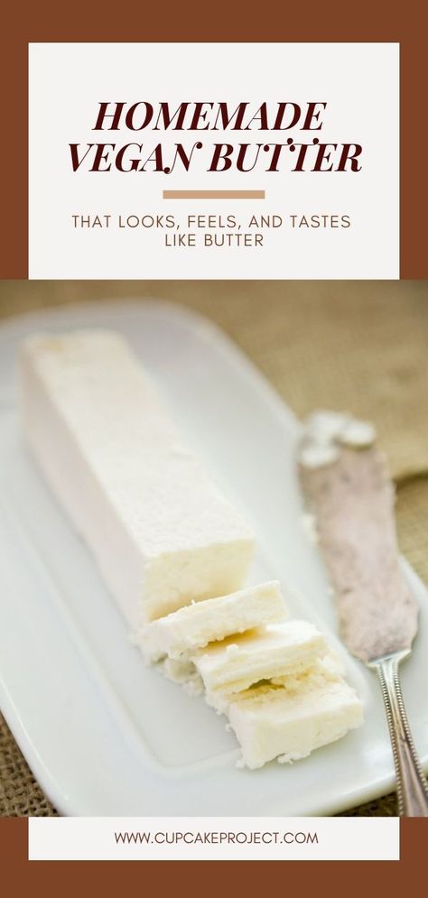 I had never imagined that it was possible to make homemade vegan butter that would look, feel, and taste like butter. You can use this vegan butter in any recipe that called for butter. Try a healthier option for your dessert! Homemade Vegan Butter, Butter Homemade, Cupcake Project, Dessert Vegan, Butter Cupcakes, Dairy Alternatives, Bite Size Desserts, Winter Desserts, Homemade Butter