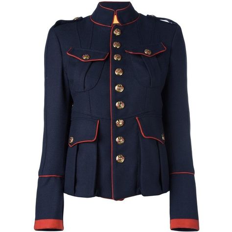 Dsquared2 'Livery Tenent' military jacket (47,155 MXN) ❤ liked on Polyvore featuring outerwear, jackets, blue, military button jacket, military style field jacket, blue military jacket, military style jacket and blue jackets Equestrian Jacket, Victorian Jacket, Military Inspired Fashion, Military Field Jacket, Stand Collar Jacket, Military Inspired Jacket, Armor Clothing, Dance Style, Women Blouses Fashion