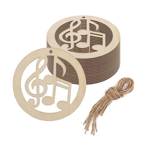 PRICES MAY VARY. ♫ ① DESCRIPTION: Material: Wood. Size: Approx. 4x4x0.1 in / 10x10x0.25 cm. Made of good quality natural wood with rope, laser cut and polished. ♫ ② FEATURE: Wooden music note shaped design hanging ornaments, with a hole and rope, can be used for hanging decoration. Perfect for using as tags, party decor,hanging wall decoration. ♫ ③ USAGE: This unfinished wood surface smooth, fashionable, vintage and characteristic. You can DIY creative handcrafts with your families and friends. Party Wall Decorations, Christmas Party Decoration, Halloween Fest, Musical Theme, Gift Tags Diy, Wooden Cutouts, Diy Holz, Cadeau Diy, Kraf Diy