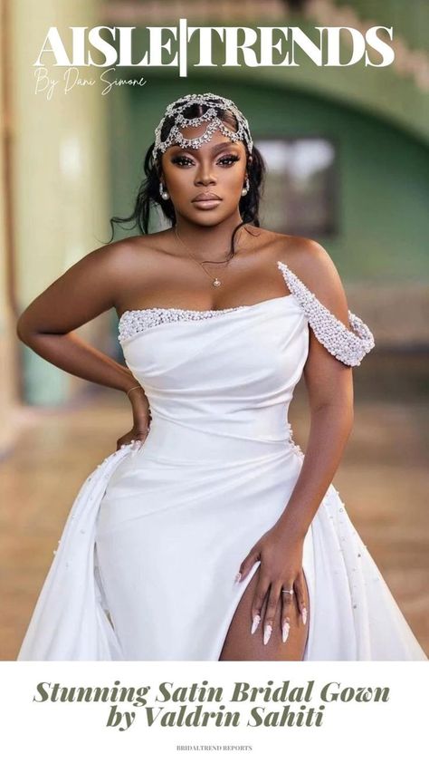 Black Curvy Bride, Valdrin Sahiti Wedding, Black People Weddings, Wedding Dresses For Curvy Women, Gown One Shoulder, Valdrin Sahiti, Dream Together, Glam Wedding Dress, Curvy Wedding